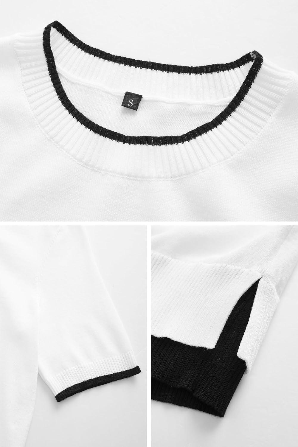 imageArachampCloz Womens Summer Fall Lightweight Tops Short Sleeve Dressy BlouseWhiteblack