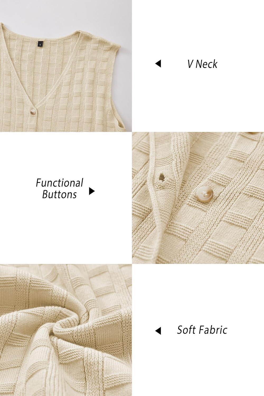 imageArachampCloz Womens Sweater Vest Tops 2025 Summer Knit V Neck Cardigan Sleeveless Button Textured Business Casual OutfitsOffwhite