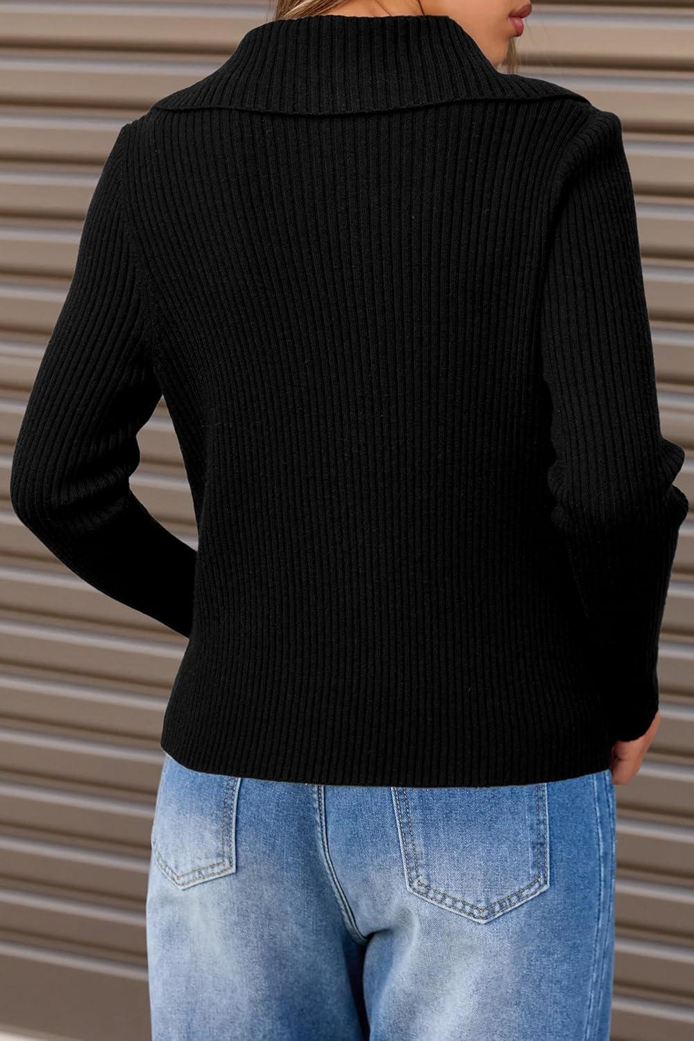 imageArachampCloz Womens Wool Blend Fashion Zip Up Cardigan Sweater OutfitBlack