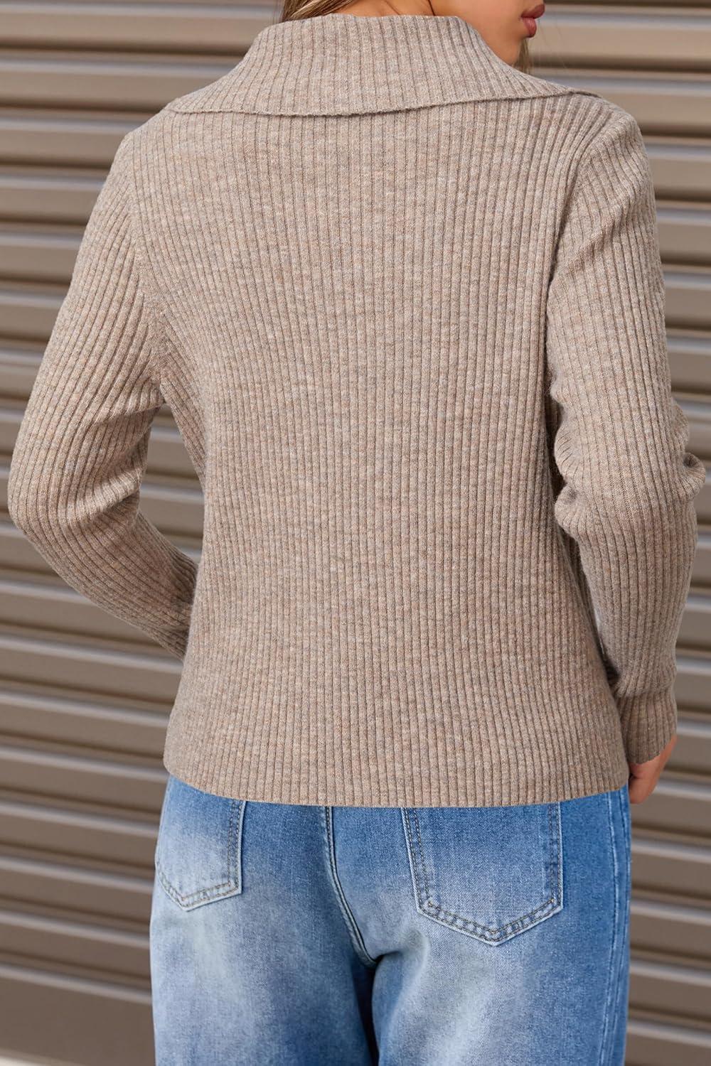 imageArachampCloz Womens Wool Blend Fashion Zip Up Cardigan Sweater OutfitCoffee