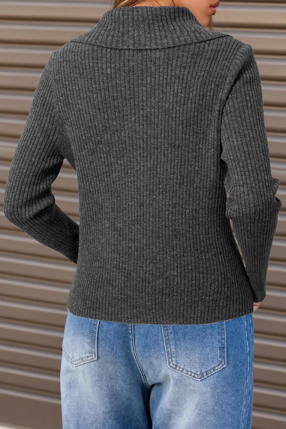 imageArachampCloz Womens Wool Blend Fashion Zip Up Cardigan Sweater OutfitDark Gray