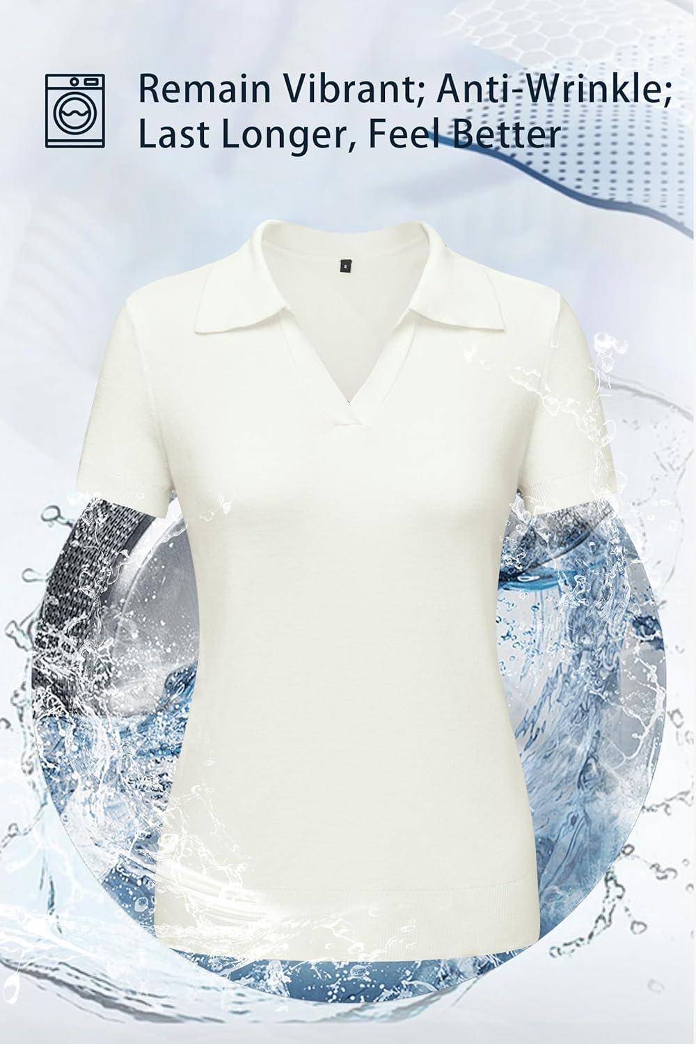 imageArachampCloz Womens Wool Blend Knit Spring Business Casual Relaxed fit Short Sleeve Sweater Pullover 2026Offwhite