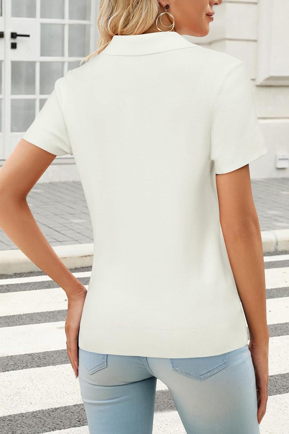 imageArachampCloz Womens Wool Blend Knit Spring Business Casual Relaxed fit Short Sleeve Sweater Pullover 2026Offwhite