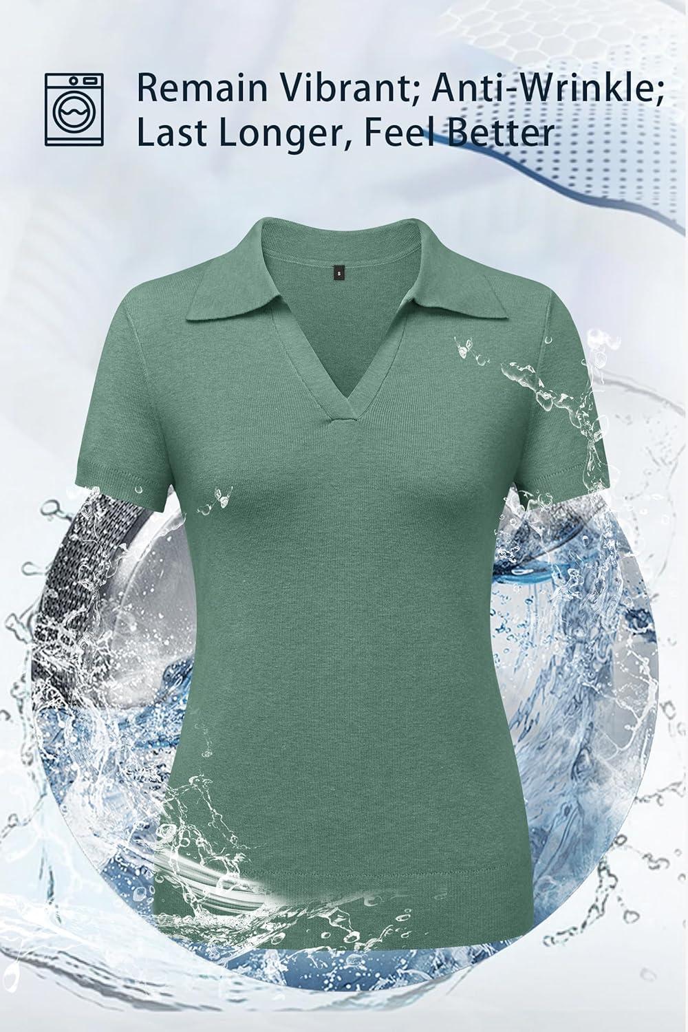 imageArachampCloz Womens Wool Blend Knit Spring Business Casual Relaxed fit Short Sleeve Sweater Pullover 2026Sage Green
