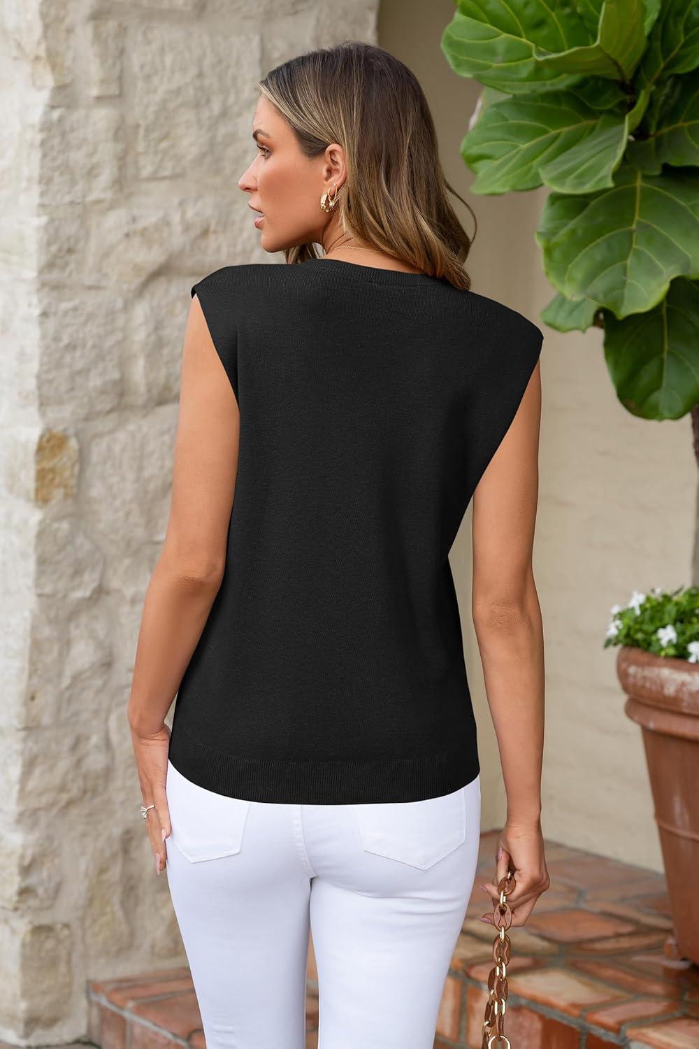 imageArachampCloz Womens Wool Blend Mock Neck Sweaters Vest Business Casual Lightweight Trendy Tops Summer Outfits 2026Black5046