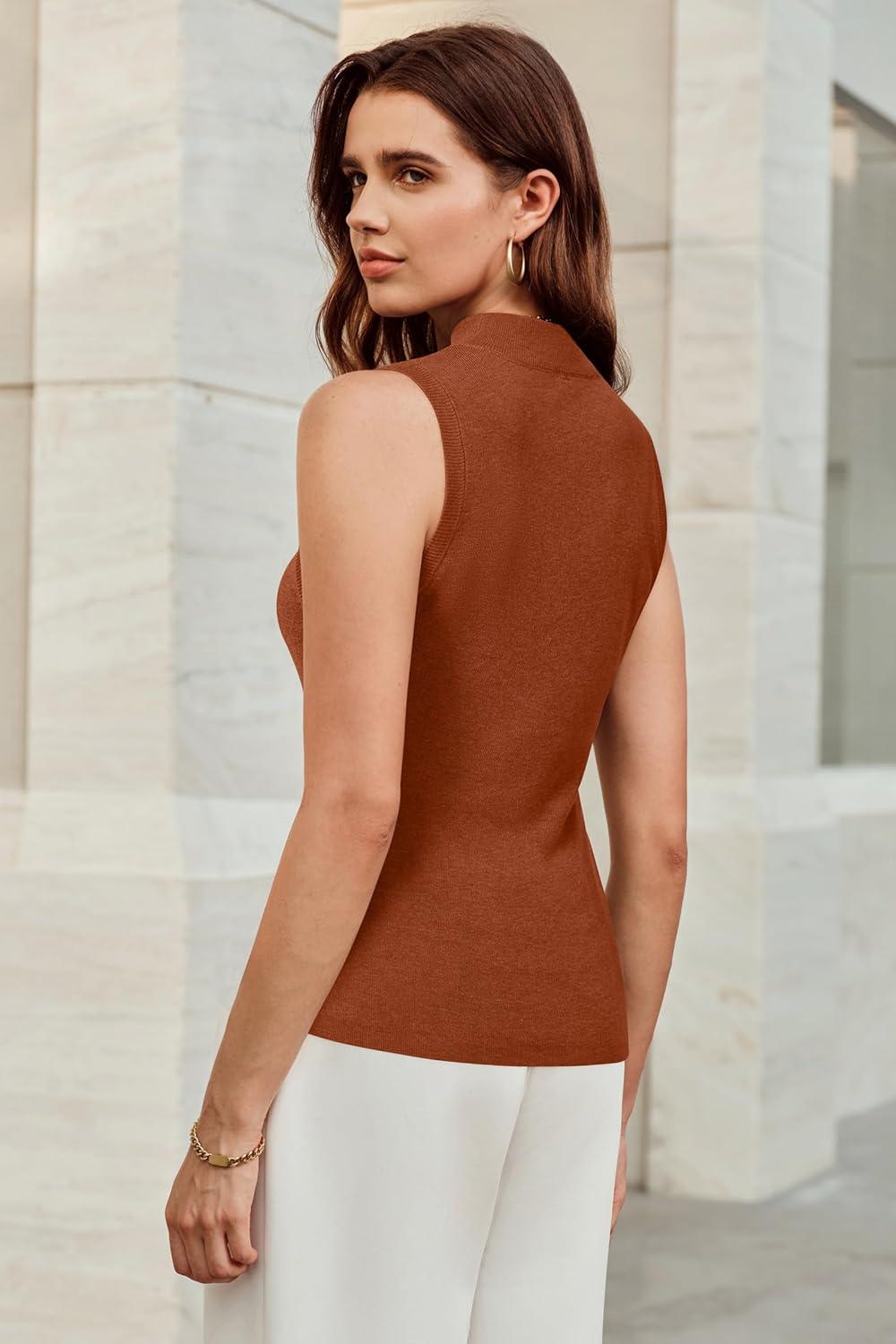 imageArachampCloz Womens Wool Blend Sweater Soft Turtleneck AllSeason Casual Tank 2026Caramel