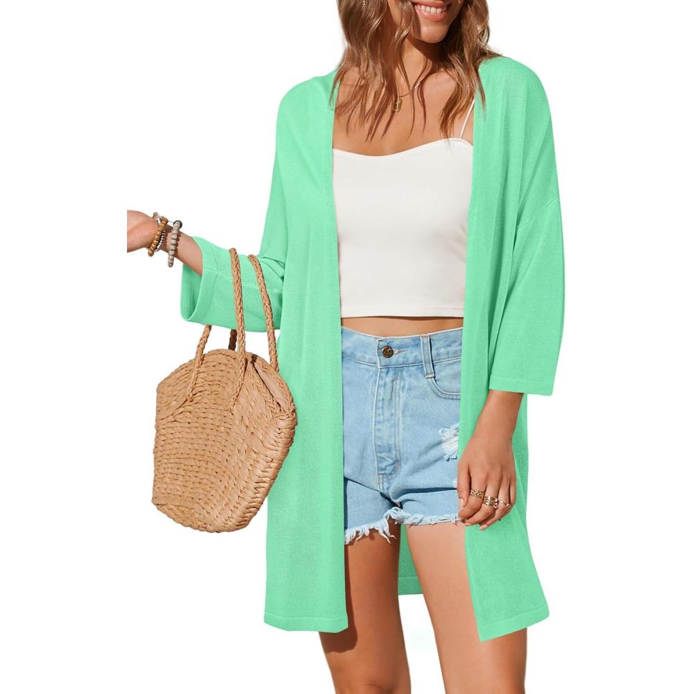 imageArachampCloz Womens Lightweight Summer Beach Kimonos CardiganPea Green