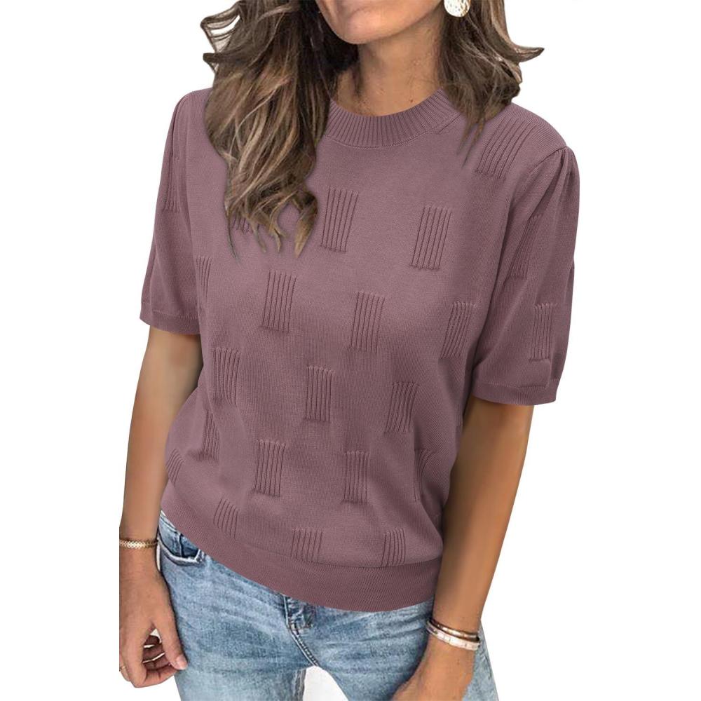 imageArachampCloz Womens Summer Fall Lightweight Tops Short Sleeve Dressy BlouseDusty Rose