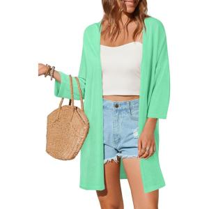 Arach&Cloz Women’s Lightweight Summer Beach Kimonos Cardigan(Pea Green)
