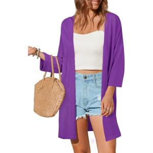 Arach&Cloz Women’s Lightweight Summer Beach Kimonos Cardigan(Purple)