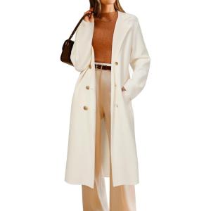 Arach&Cloz Women’s Wool Blend Double Breasted Winter Outfits Long Cardigan Sweater Coat(Beige)