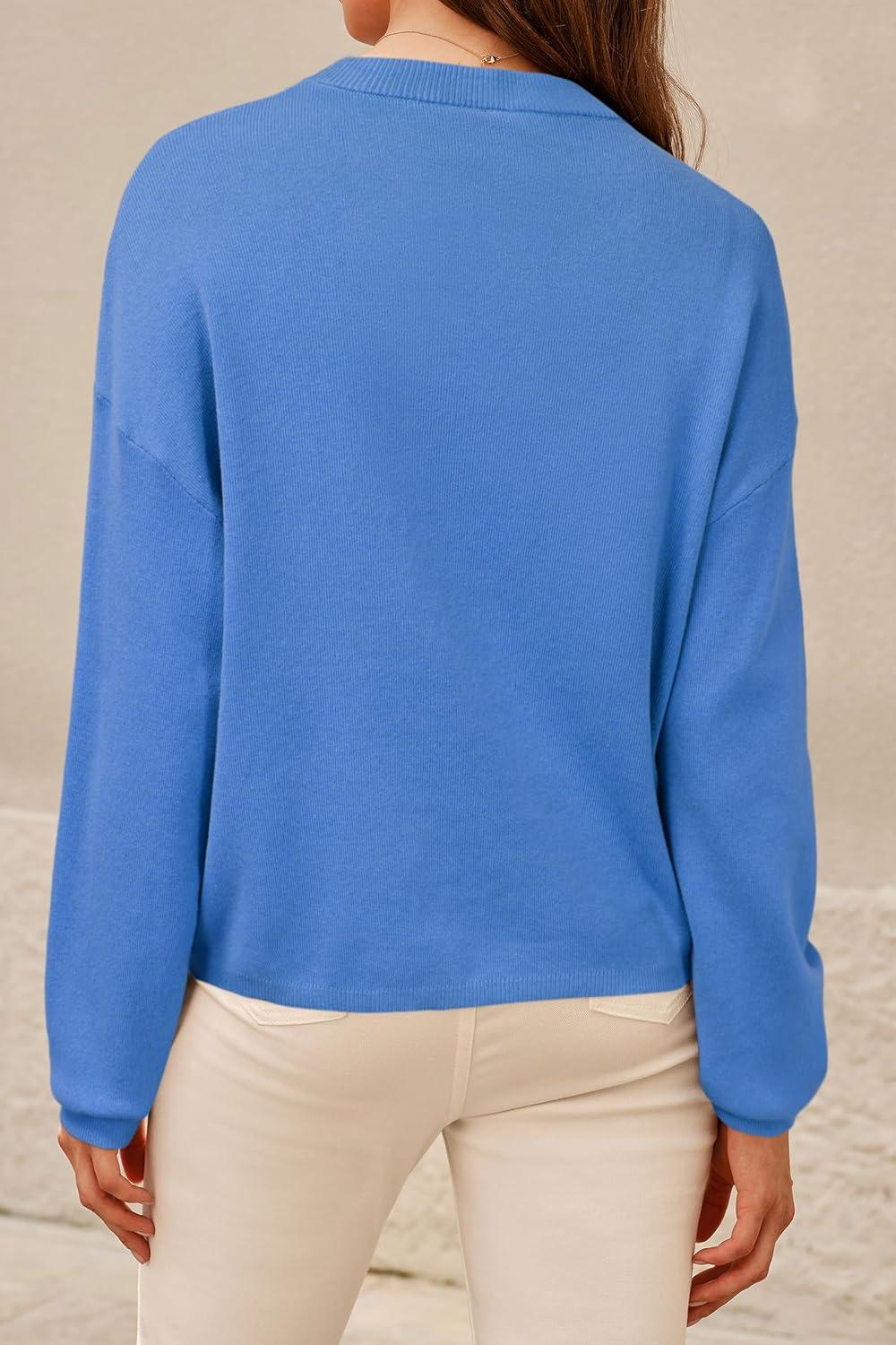 imageArachampCloz Womens 100 Cotton Sweaters Spring Summer Casual Relaxed Fit Cozy Sweatshirt Tops 2026Blue