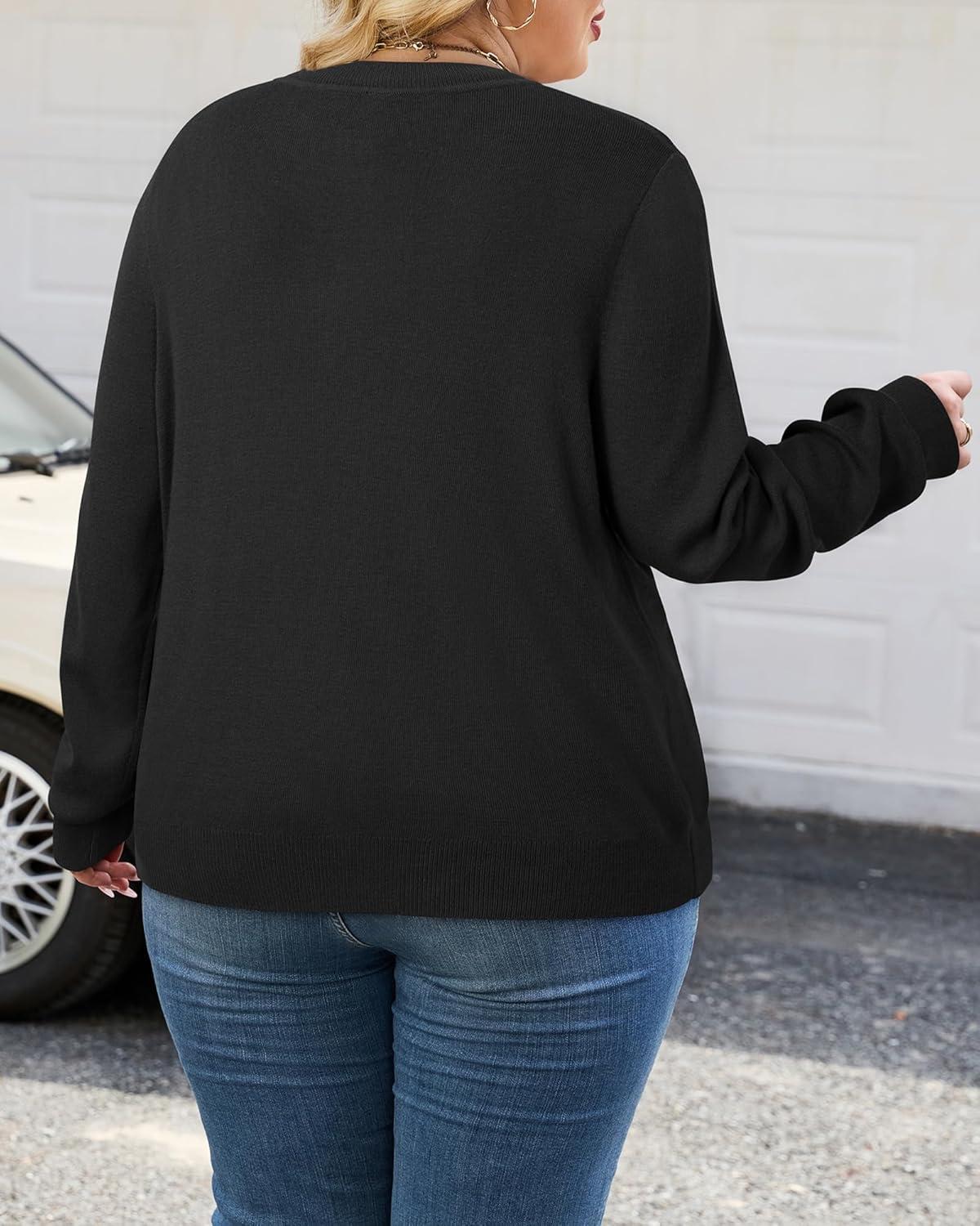 imageArachampCloz Womens Plus Size Wool Blend Sweater Fall Long Sleeve Tops 2025Black