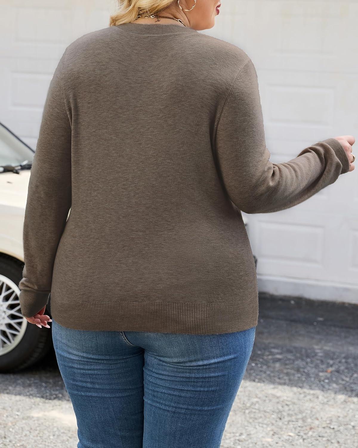 imageArachampCloz Womens Plus Size Wool Blend Sweater Fall Long Sleeve Tops 2025Coffee
