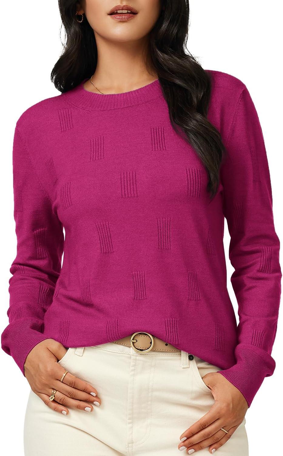 imageArachampCloz Womens Soft Knit Sweater Fall Dressy Casual Pullover TopsAdark Rose