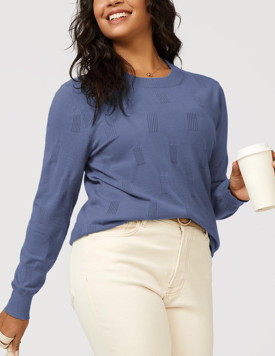 imageArachampCloz Womens Soft Knit Sweater Fall Dressy Casual Pullover TopsAgrey Blue