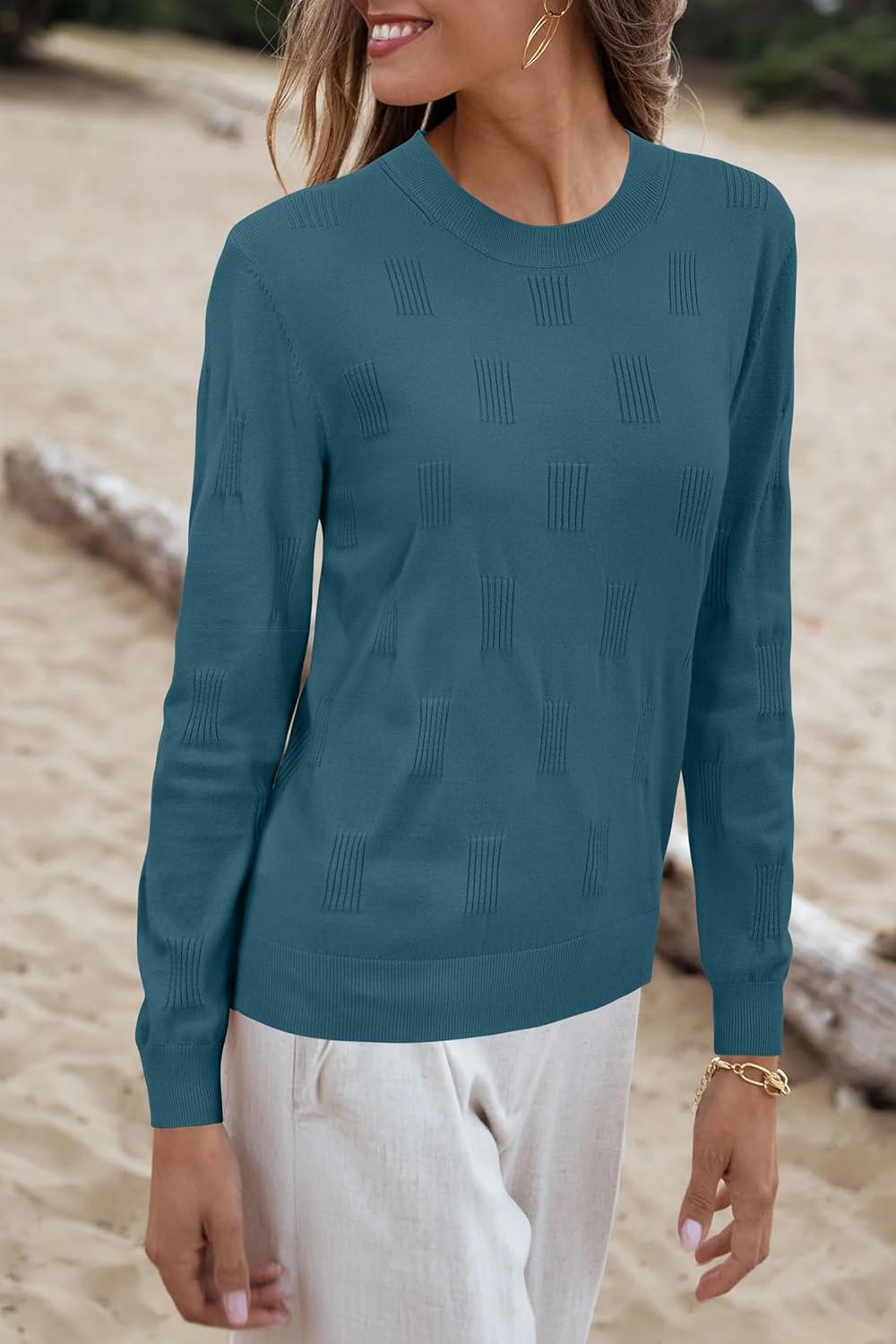 imageArachampCloz Womens Soft Knit Sweater Fall Dressy Casual Pullover TopsApeacock Blue