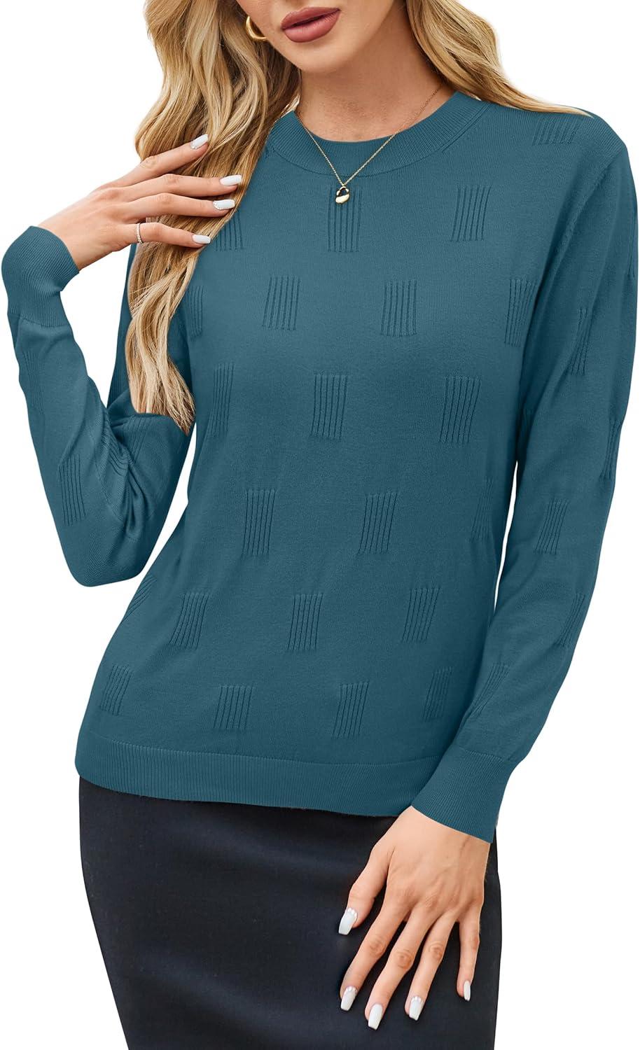 imageArachampCloz Womens Soft Knit Sweater Fall Dressy Casual Pullover TopsApeacock Blue
