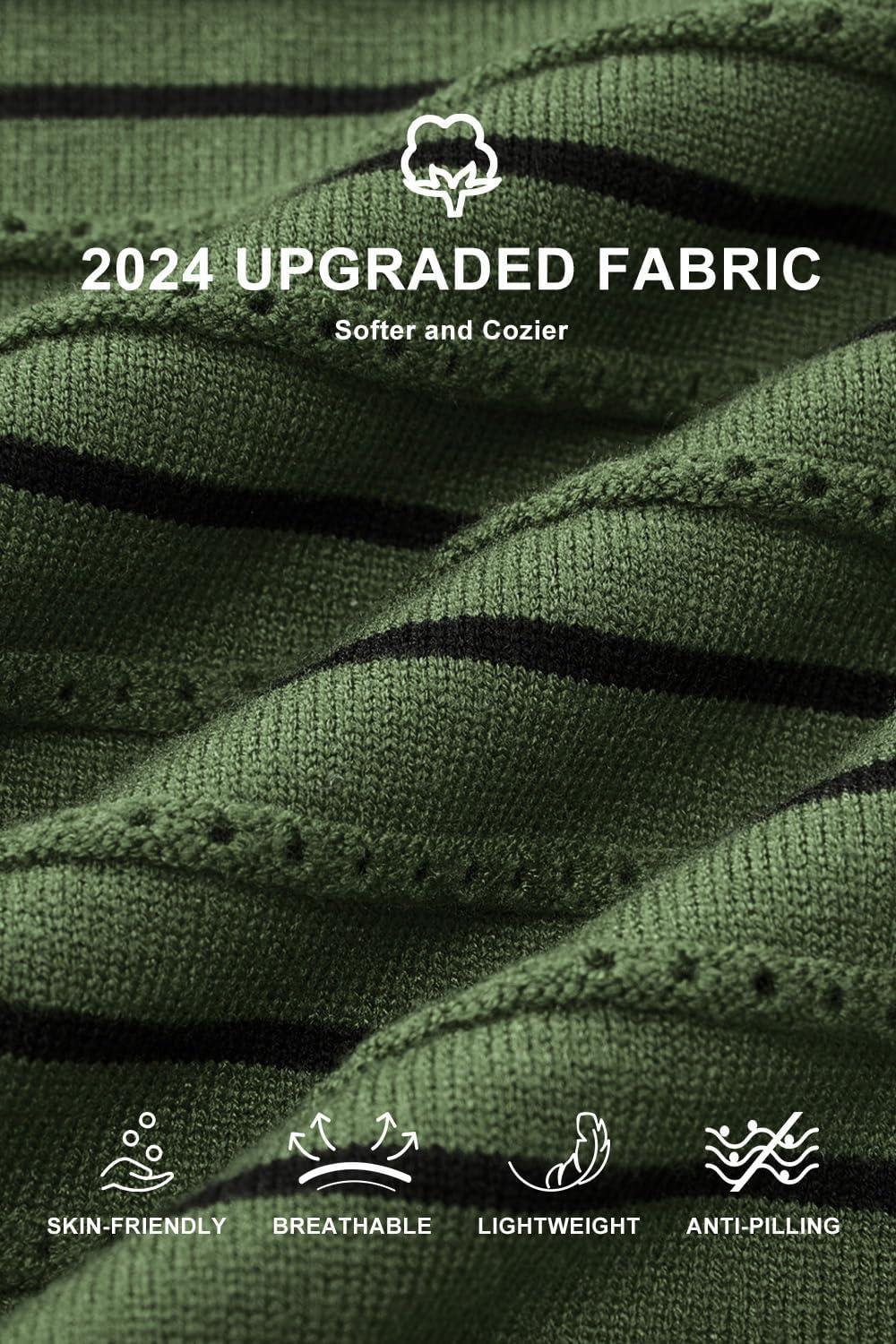 imageArachampCloz Womens Soft Knit Sweater Fall Dressy Casual Pullover TopsStriped Army Green Black