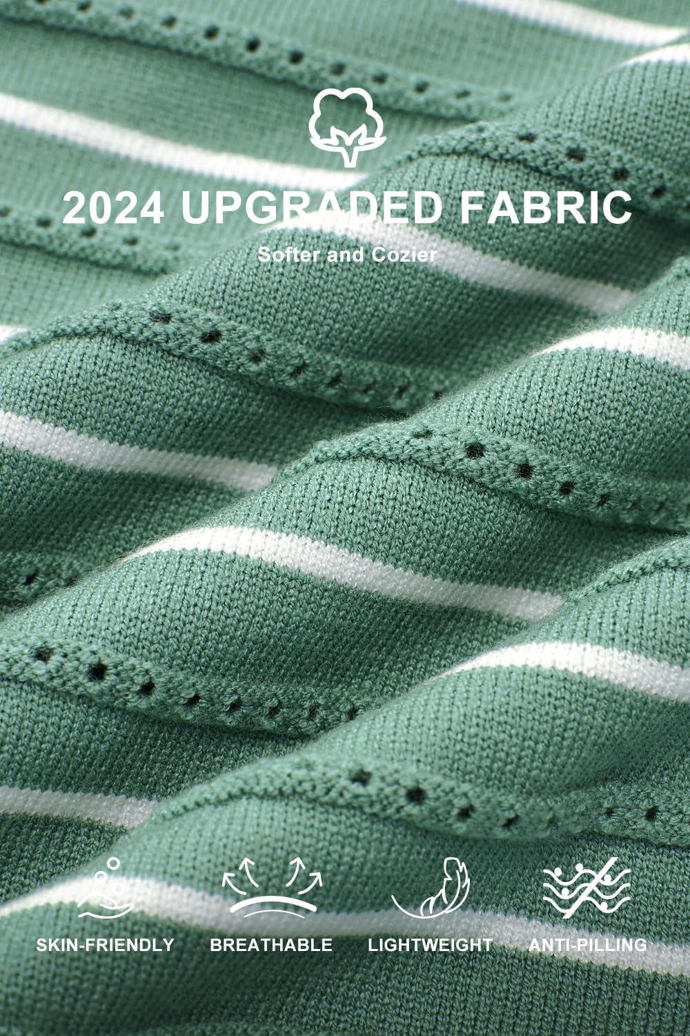 imageArachampCloz Womens Soft Knit Sweater Fall Dressy Casual Pullover TopsStriped Green White