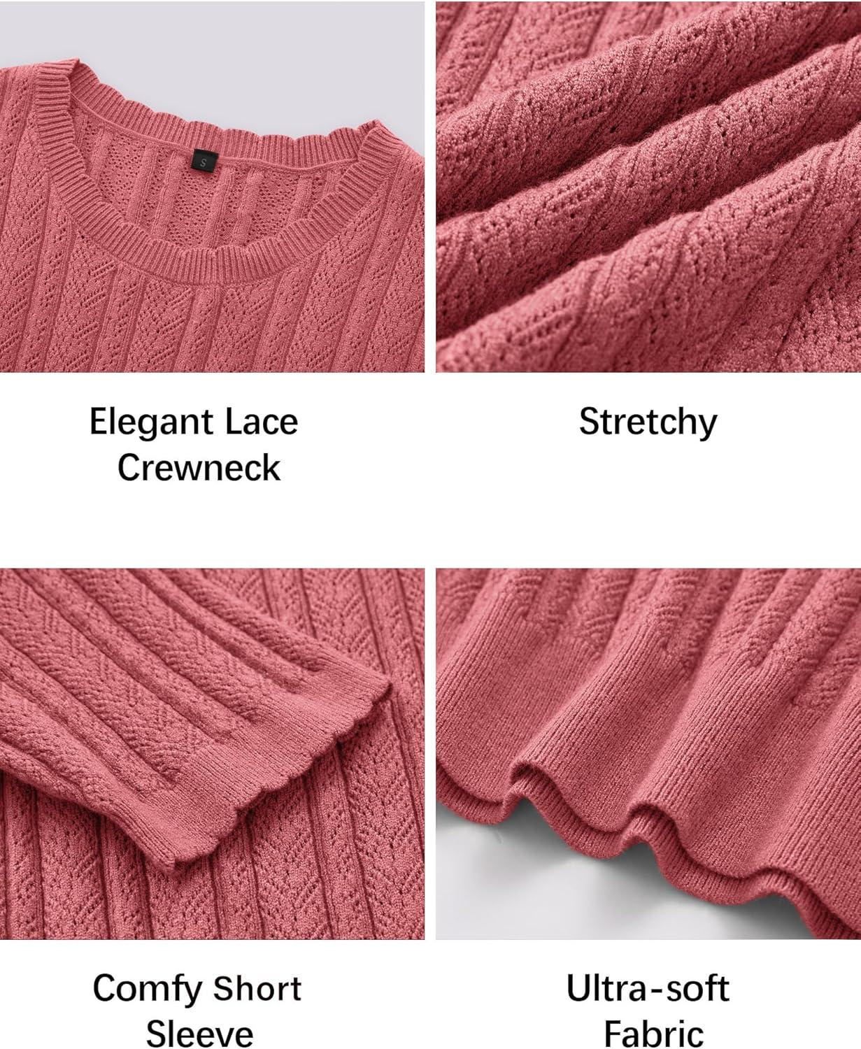 imageArachampCloz Womens Spring Summer Scalloped Short Sleeve Tops Textured ShirtsDusty Red