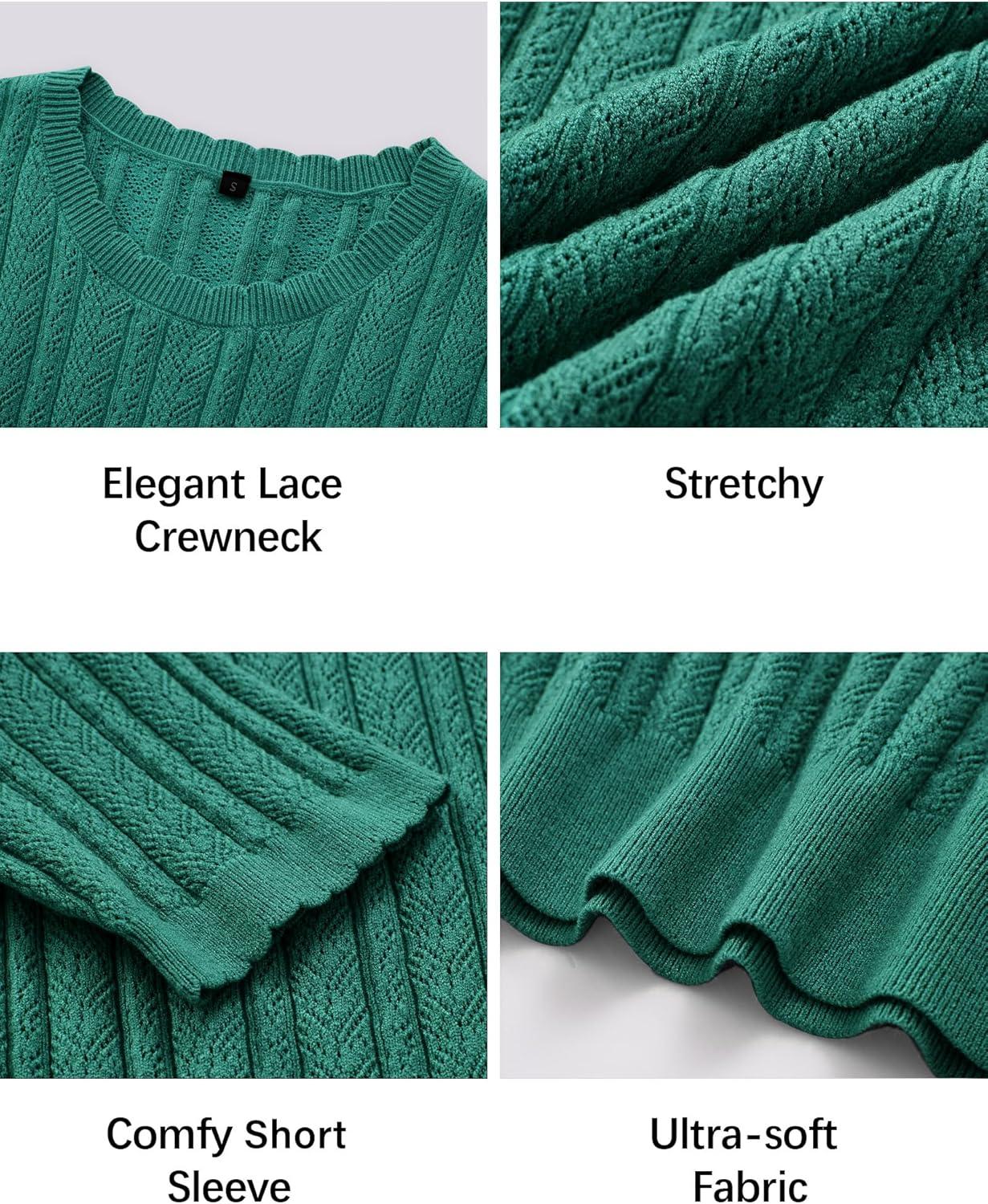 imageArachampCloz Womens Spring Summer Scalloped Short Sleeve Tops Textured ShirtsGreen