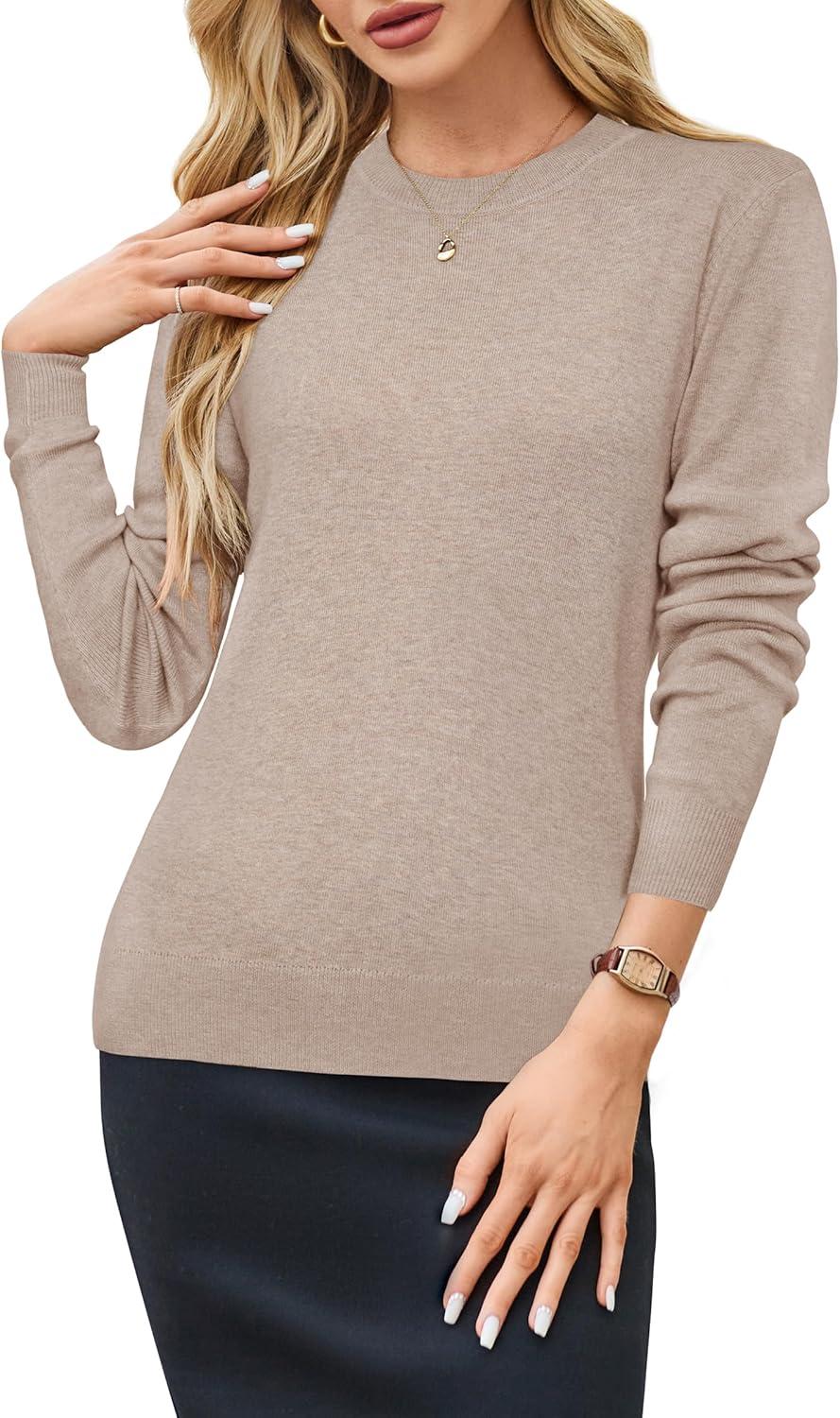 imageArachampCloz Womens Wool Blend Classic Crew Neck Casual Fall SweatersAapricot02