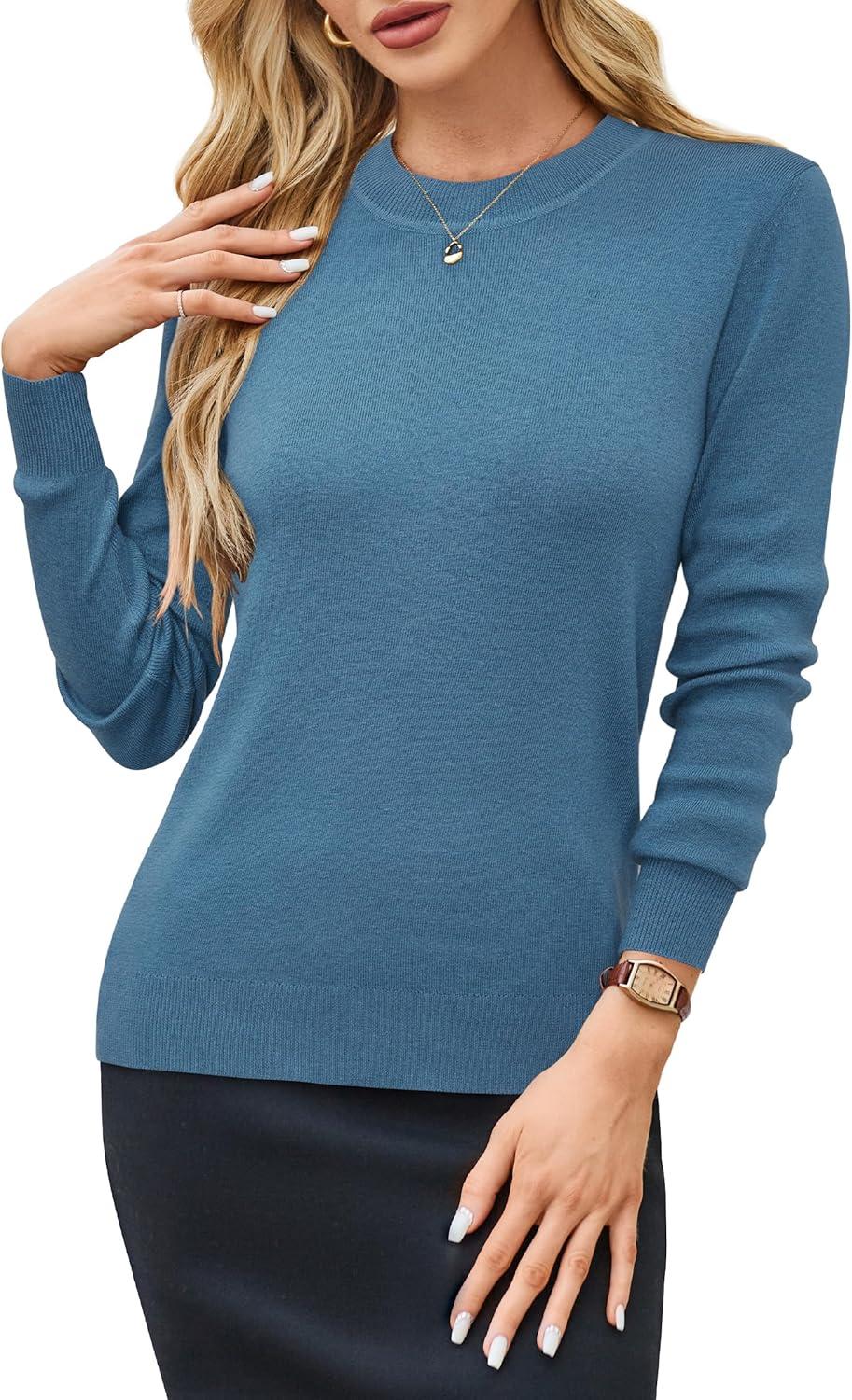 imageArachampCloz Womens Wool Blend Classic Crew Neck Casual Fall SweatersAblue
