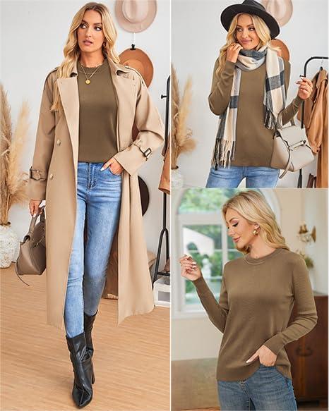 imageArachampCloz Womens Wool Blend Classic Crew Neck Casual Fall SweatersAcamel