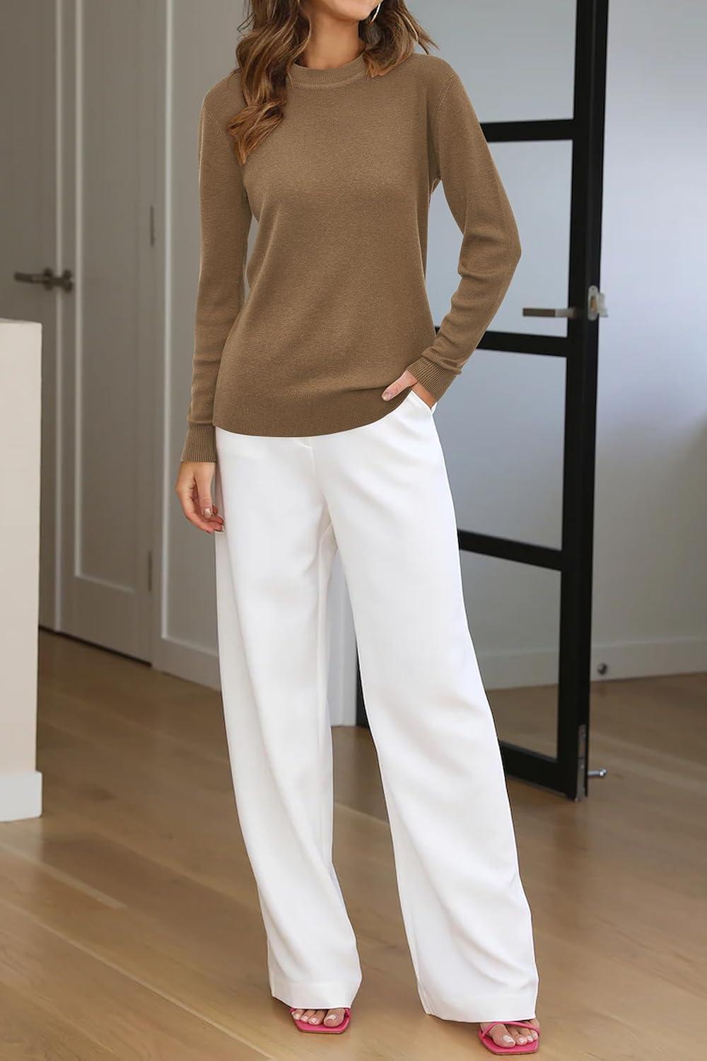 imageArachampCloz Womens Wool Blend Classic Crew Neck Casual Fall SweatersAcamel