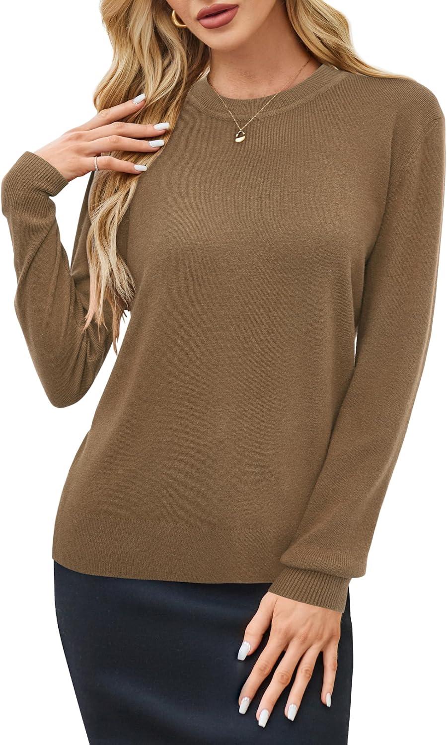 imageArachampCloz Womens Wool Blend Classic Crew Neck Casual Fall SweatersAcamel