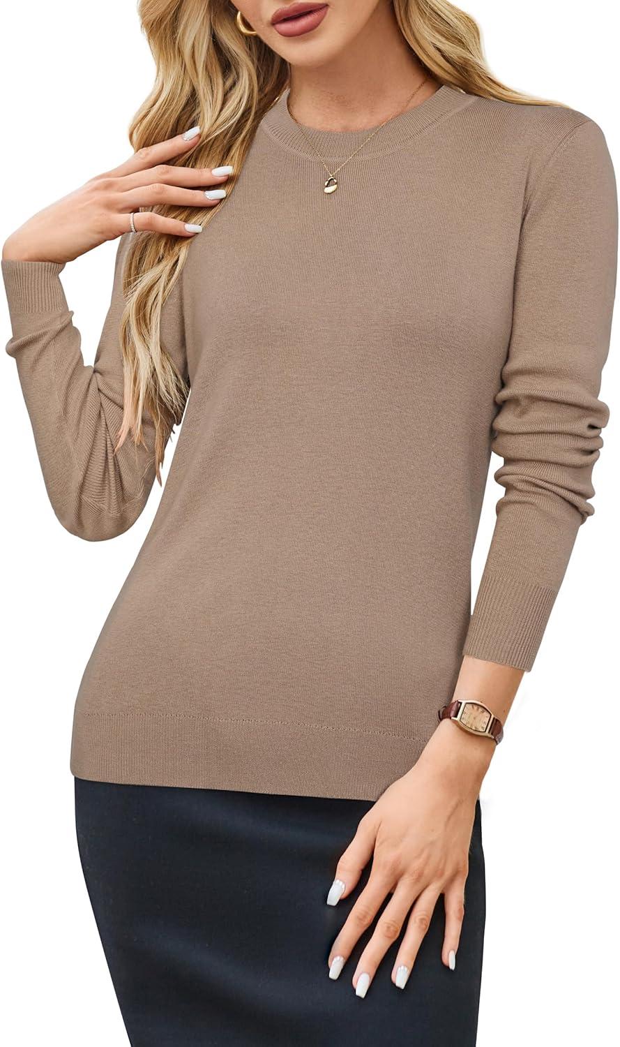 imageArachampCloz Womens Wool Blend Classic Crew Neck Casual Fall SweatersAcamel02
