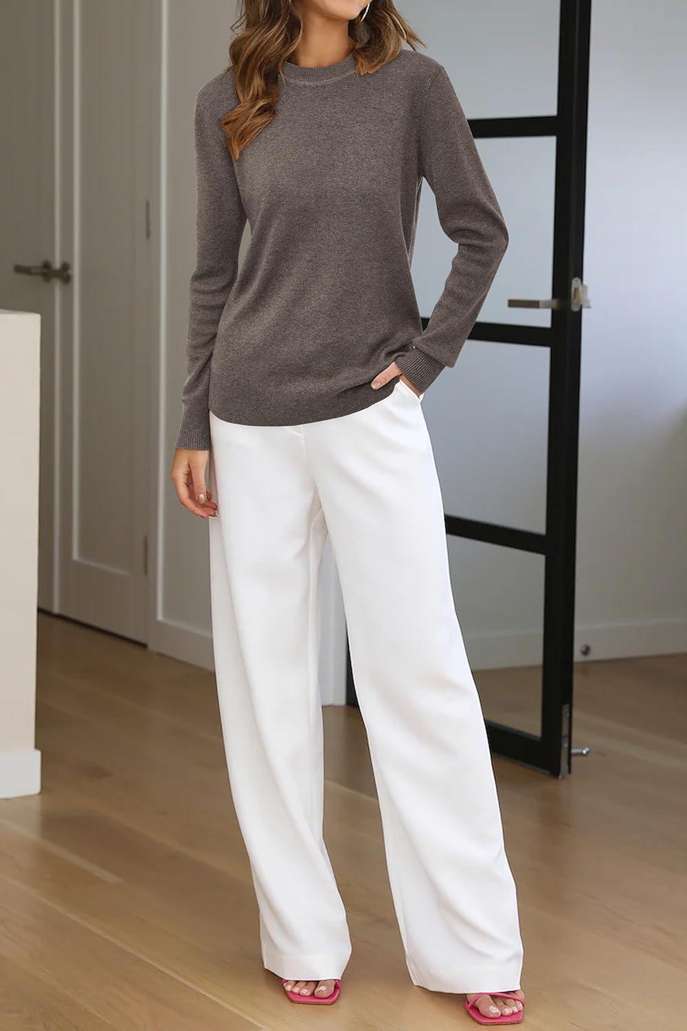 imageArachampCloz Womens Wool Blend Classic Crew Neck Casual Fall SweatersAcoffee