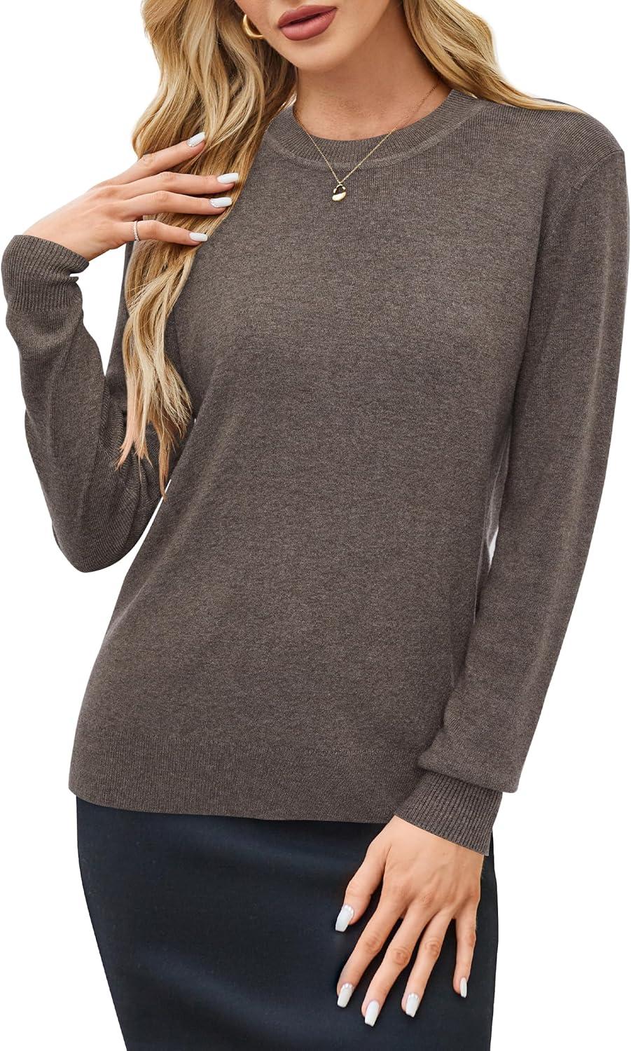 imageArachampCloz Womens Wool Blend Classic Crew Neck Casual Fall SweatersAcoffee