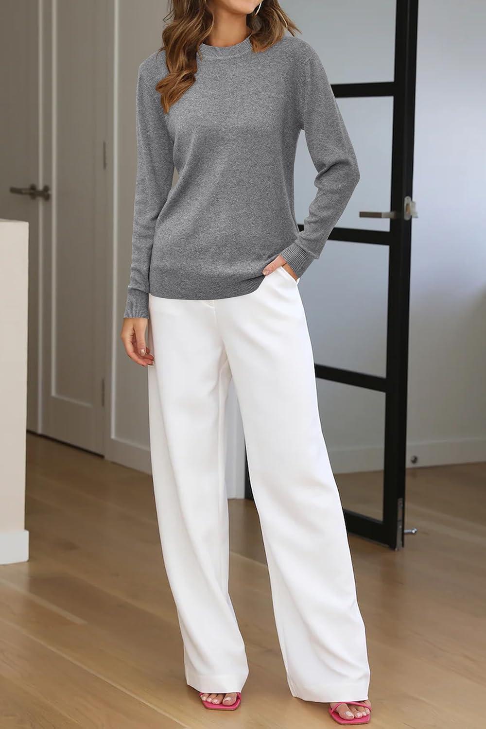 imageArachampCloz Womens Wool Blend Classic Crew Neck Casual Fall SweatersAgray
