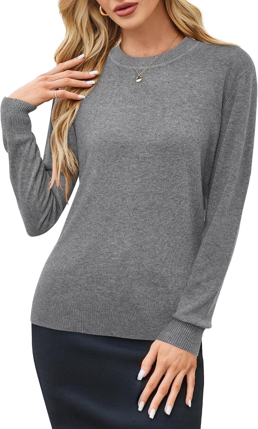 imageArachampCloz Womens Wool Blend Classic Crew Neck Casual Fall SweatersAgray