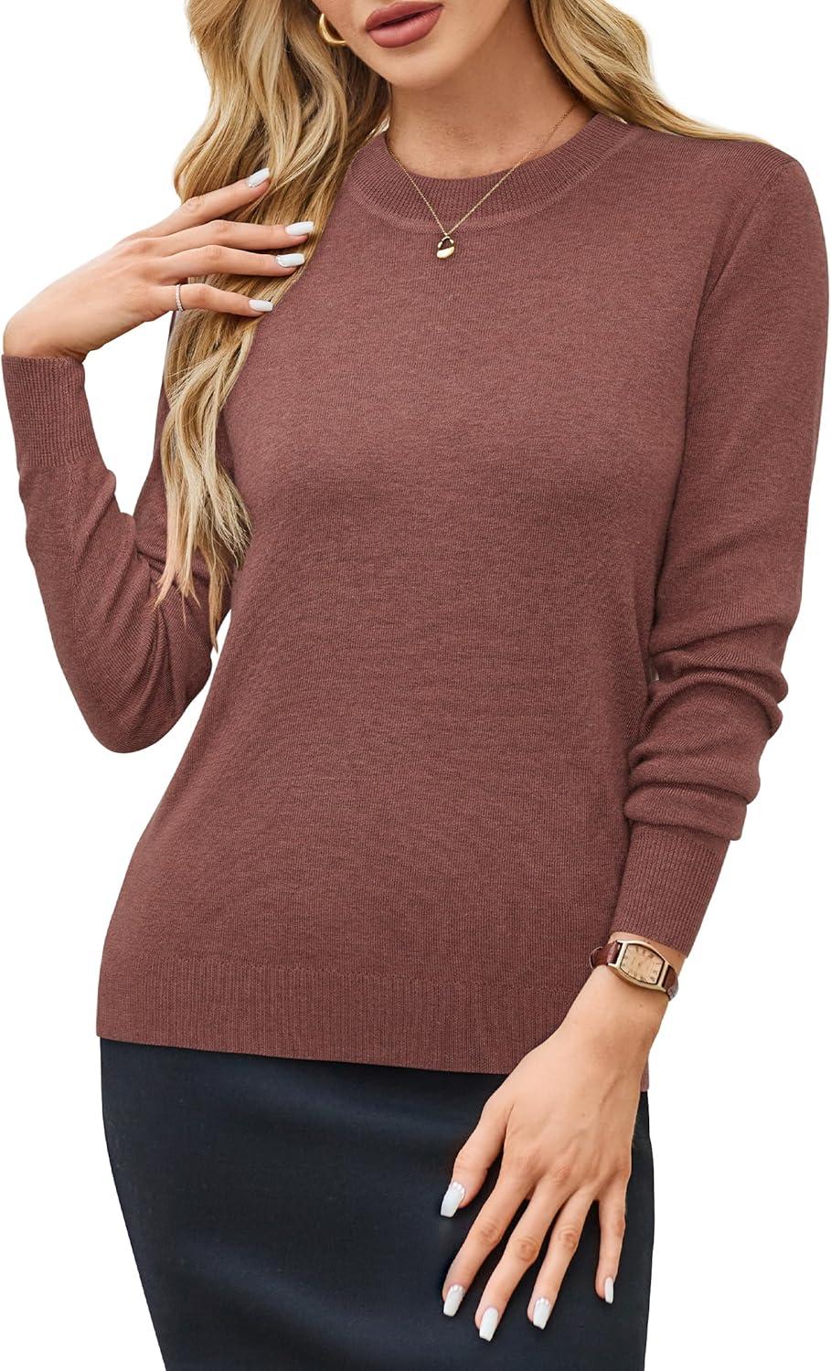imageArachampCloz Womens Wool Blend Classic Crew Neck Casual Fall SweatersAmapleleaf Red