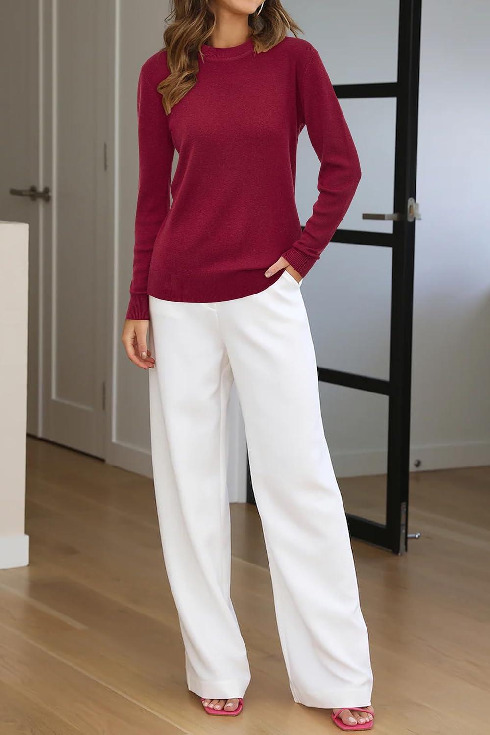 imageArachampCloz Womens Wool Blend Classic Crew Neck Casual Fall SweatersAred