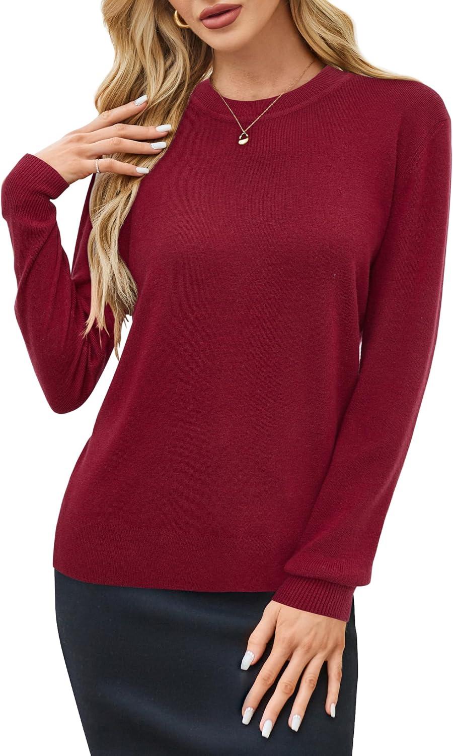 imageArachampCloz Womens Wool Blend Classic Crew Neck Casual Fall SweatersAred