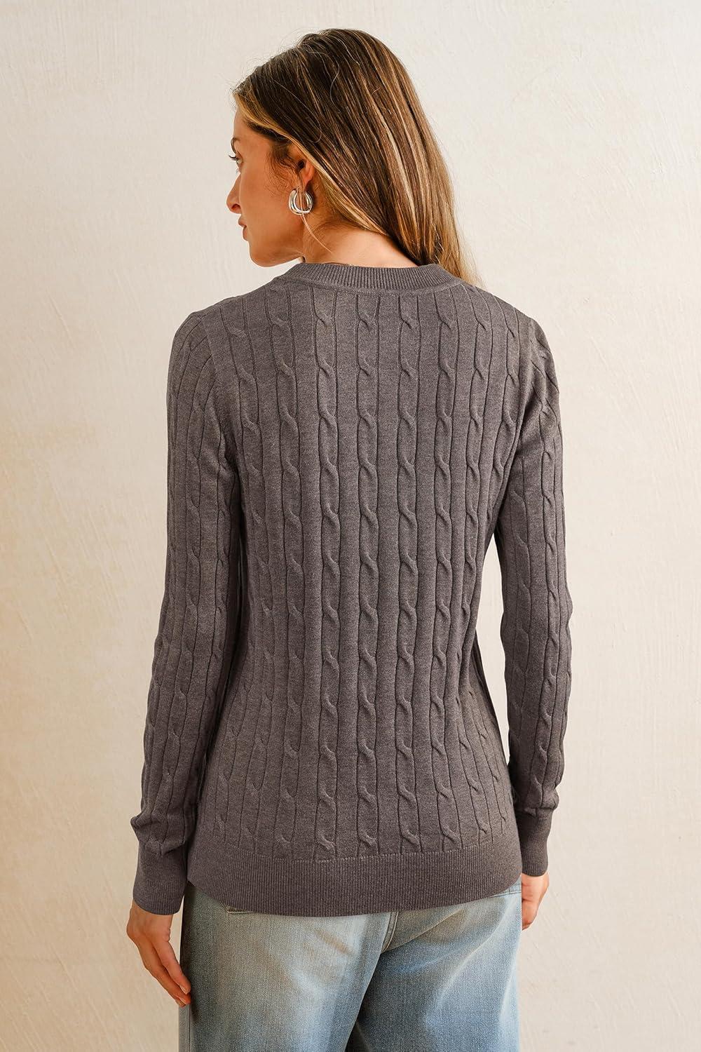 imageArachampCloz Womens Wool Blend Classic Crew Neck Casual Fall SweatersCablecoffee