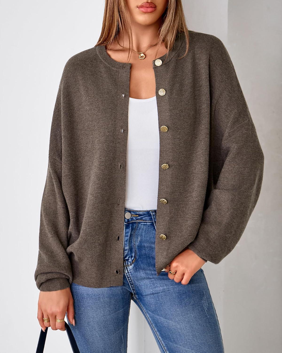 imageArachampCloz Womens Wool Blend Oversized Cardigan Sweaters Button Down Casual ClothingCoffee