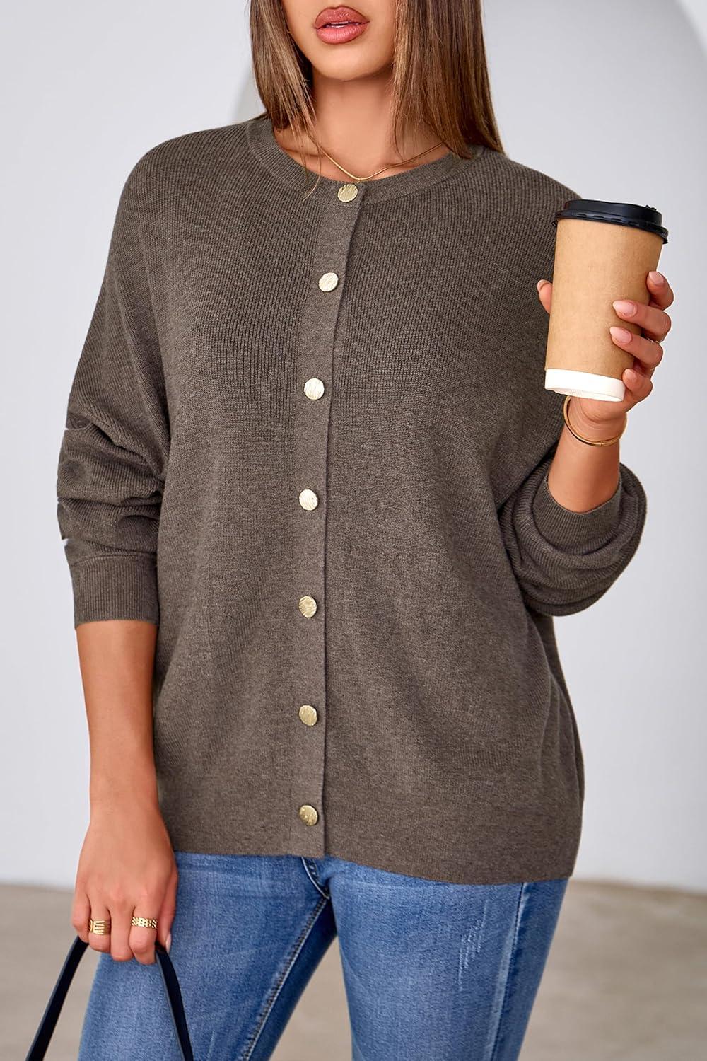 imageArachampCloz Womens Wool Blend Oversized Cardigan Sweaters Button Down Casual ClothingCoffee