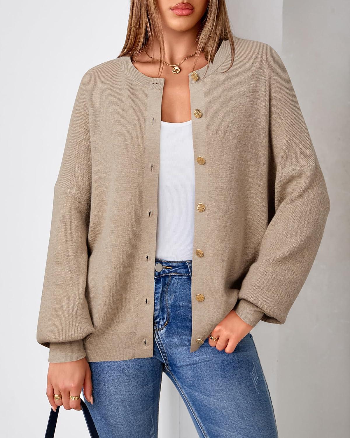imageArachampCloz Womens Wool Blend Oversized Cardigan Sweaters Button Down Casual ClothingDark Apricot