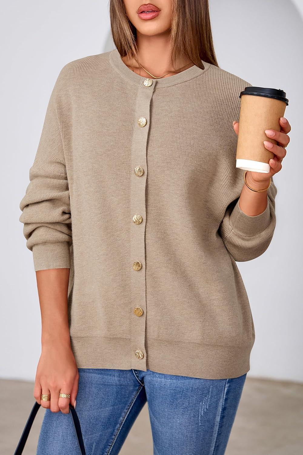 imageArachampCloz Womens Wool Blend Oversized Cardigan Sweaters Button Down Casual ClothingDark Apricot