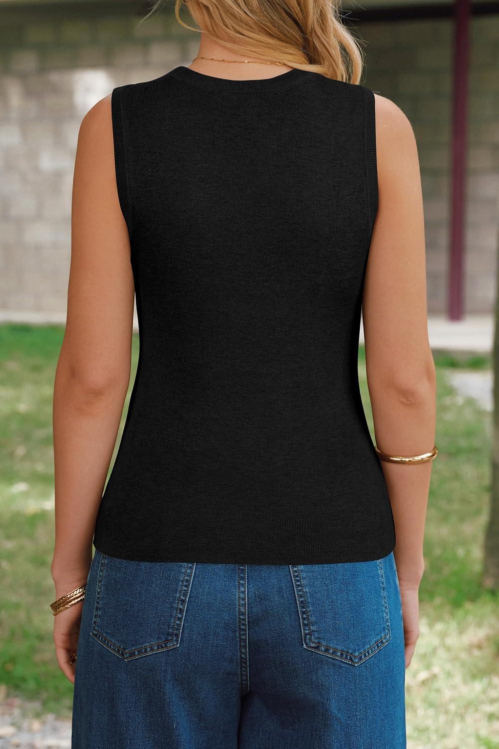 imageArachampCloz Womens Wool Blend Square Neck Spring Summer Basic Slim Fitted Tank Tops 2026Black