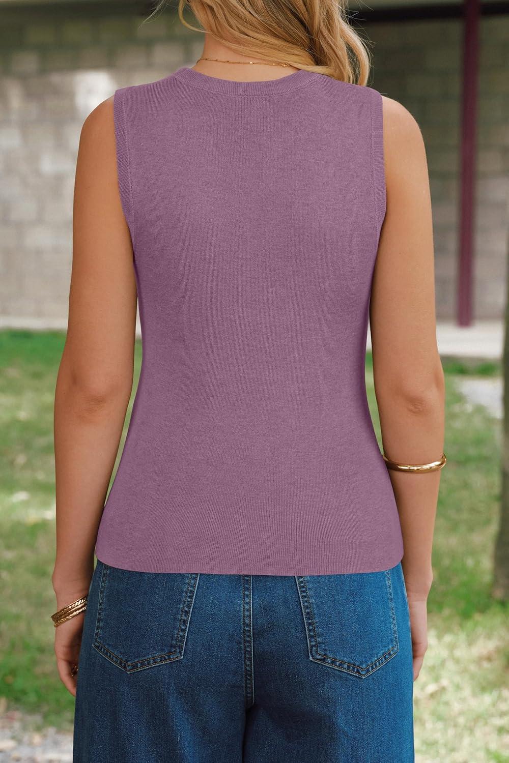 imageArachampCloz Womens Wool Blend Square Neck Spring Summer Basic Slim Fitted Tank Tops 2026Dusty Rose
