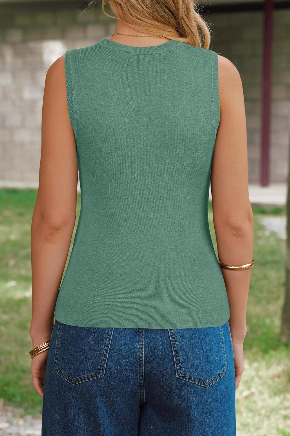 imageArachampCloz Womens Wool Blend Square Neck Spring Summer Basic Slim Fitted Tank Tops 2026Sage Green