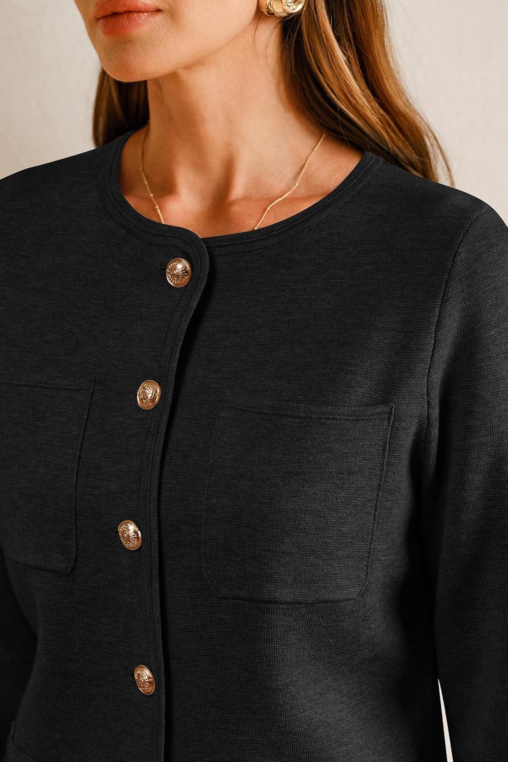 imageArachampCloz Womens Wool Blend Sweater Blazers Business Casual Jacket with Pockets 2026Black