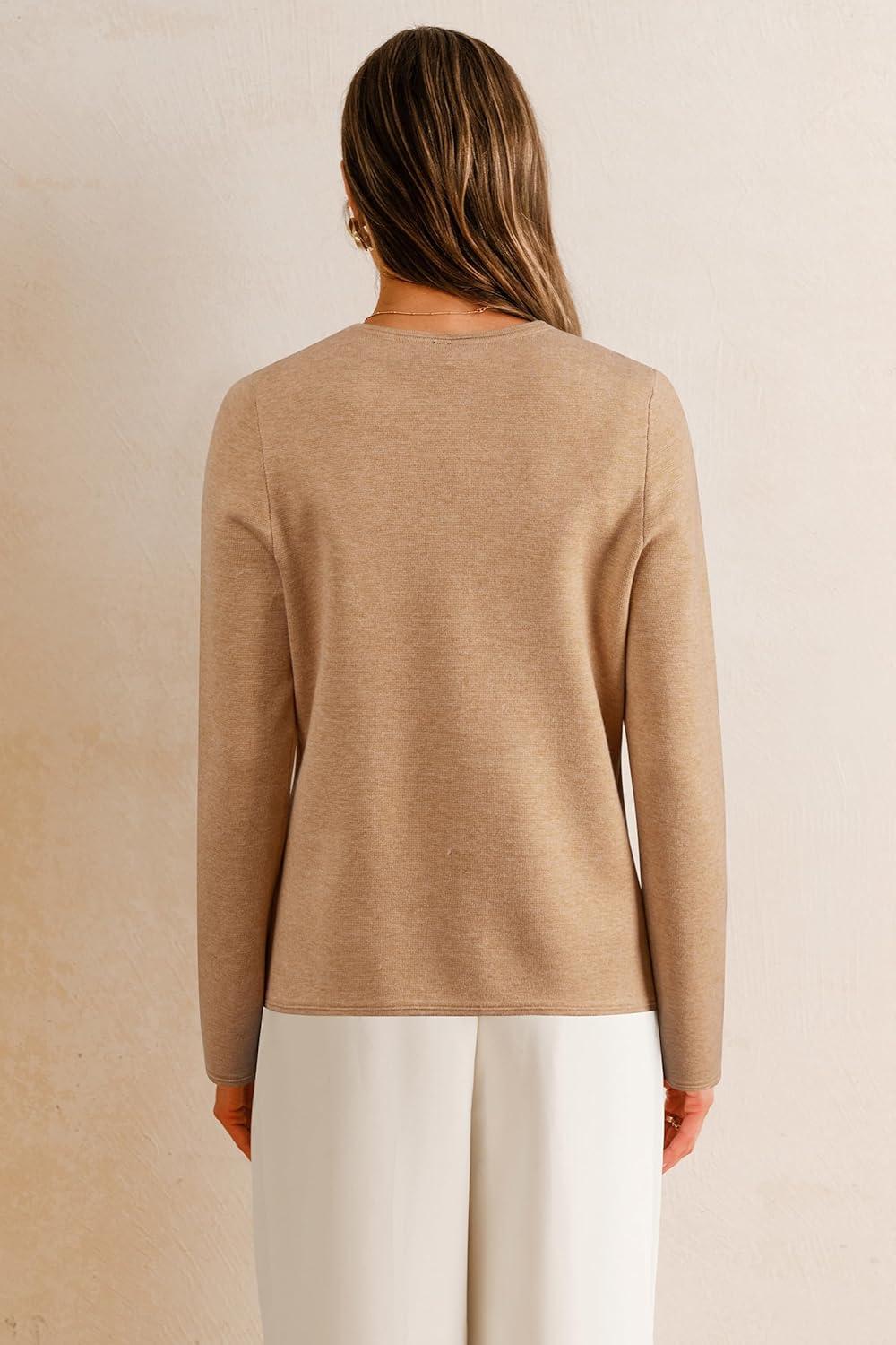 imageArachampCloz Womens Wool Blend Sweater Blazers Business Casual Jacket with Pockets 2026Brown