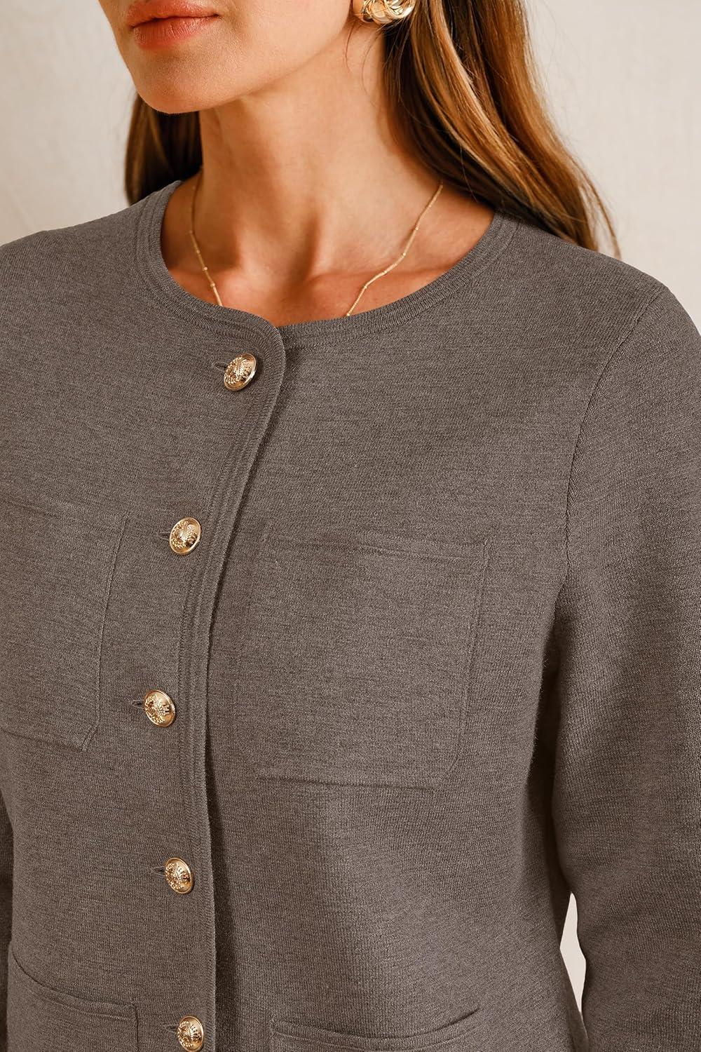 imageArachampCloz Womens Wool Blend Sweater Blazers Business Casual Jacket with Pockets 2026Coffee